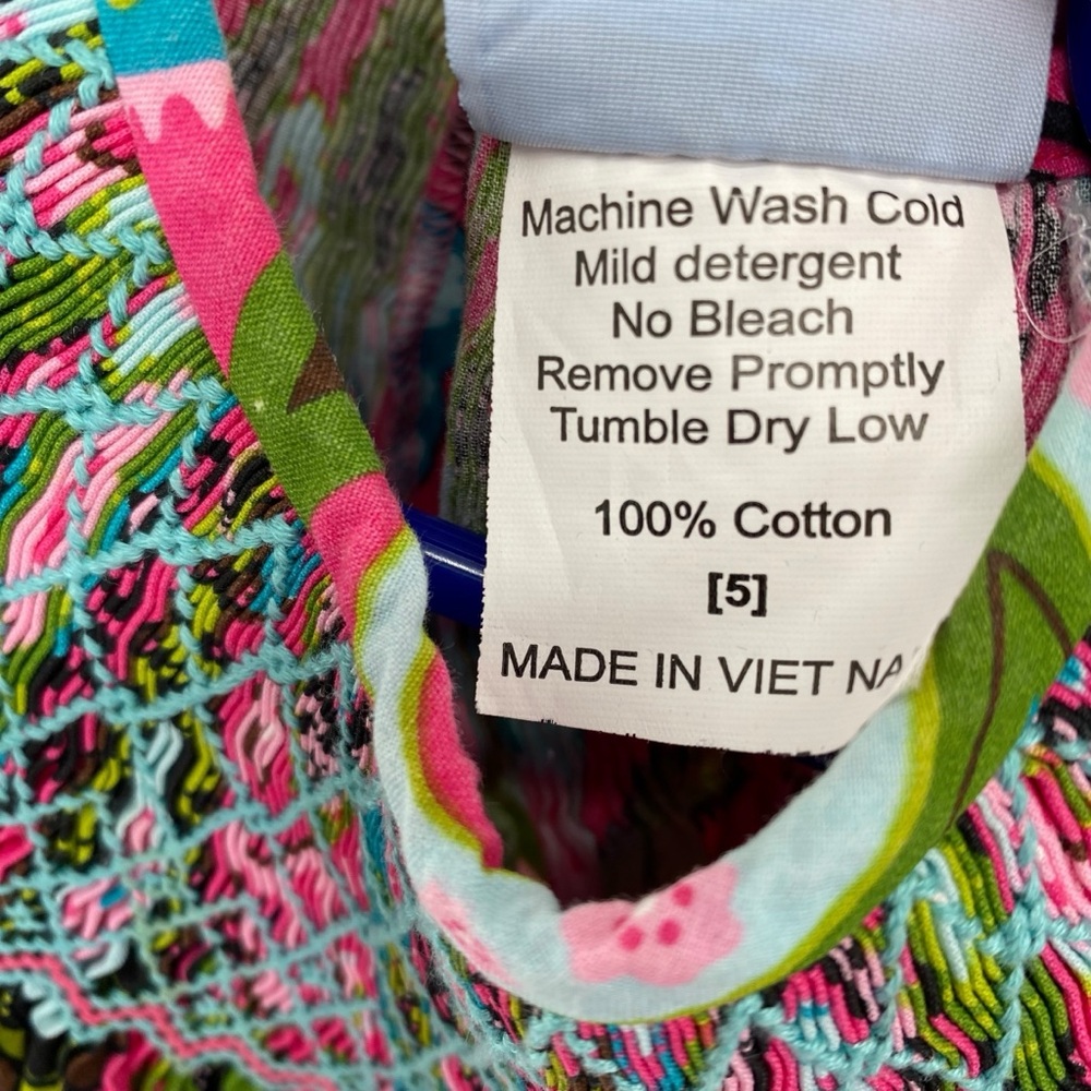 Three Sisters Colorful Paisley Smocked Bishop Cotton Dress - Picture 5 of 8
